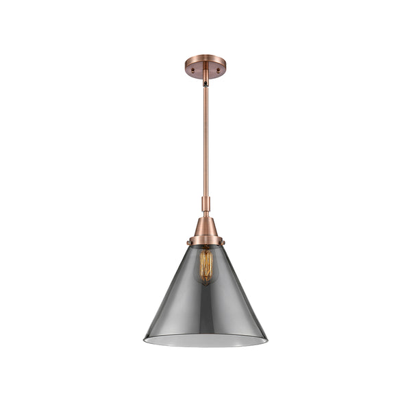 Cone Mini Pendant shown in the Antique Copper finish with a Plated Smoke shade