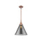 Cone Mini Pendant shown in the Antique Copper finish with a Plated Smoke shade