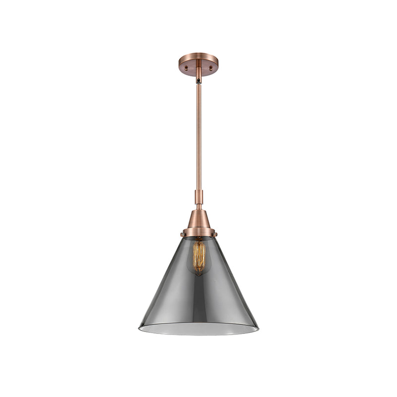Cone Mini Pendant shown in the Antique Copper finish with a Plated Smoke shade
