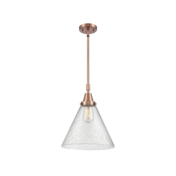 Cone Mini Pendant shown in the Antique Copper finish with a Seedy shade