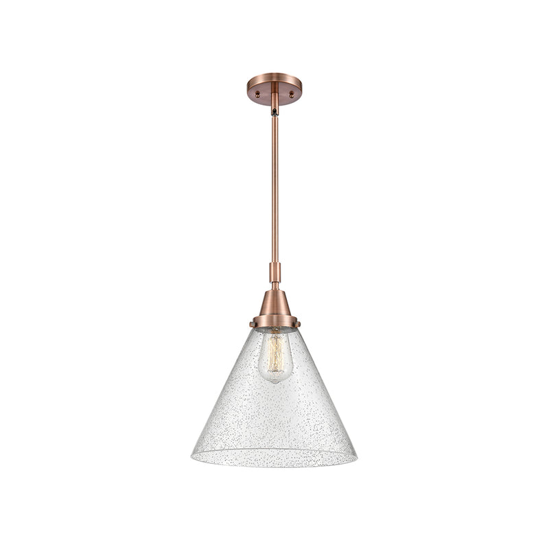 Cone Mini Pendant shown in the Antique Copper finish with a Seedy shade