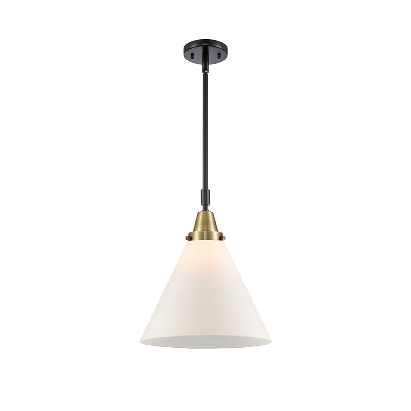 Cone Mini Pendant shown in the Black Antique Brass finish with a Matte White shade