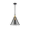 Cone Mini Pendant shown in the Black Antique Brass finish with a Plated Smoke shade