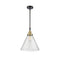 Cone Mini Pendant shown in the Black Antique Brass finish with a Seedy shade
