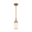 Dover Mini Pendant shown in the Brushed Brass finish with a Matte White shade
