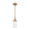 Dover Mini Pendant shown in the Brushed Brass finish with a Clear shade