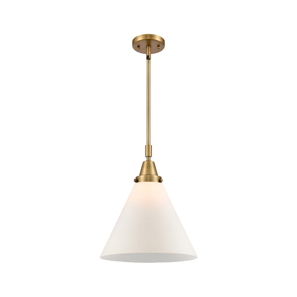 Cone Mini Pendant shown in the Brushed Brass finish with a Matte White shade