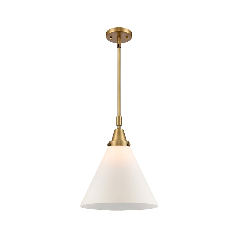 Cone Mini Pendant shown in the Brushed Brass finish with a Matte White shade