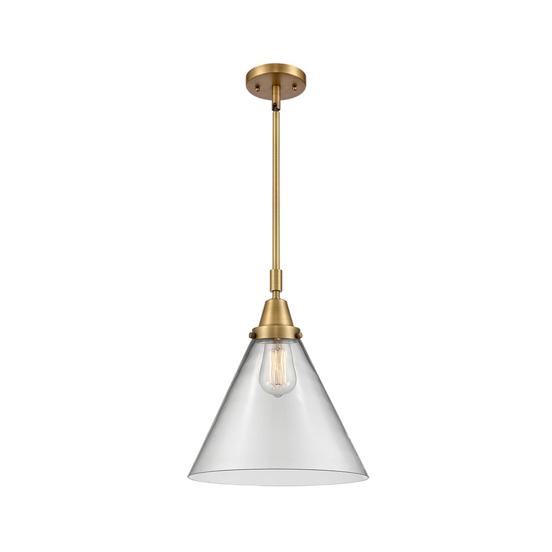 Cone Mini Pendant shown in the Brushed Brass finish with a Clear shade