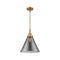 Cone Mini Pendant shown in the Brushed Brass finish with a Plated Smoke shade