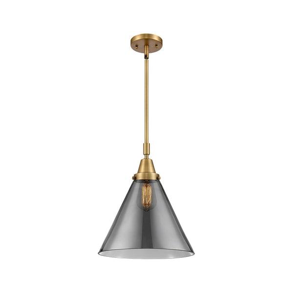 Cone Mini Pendant shown in the Brushed Brass finish with a Plated Smoke shade
