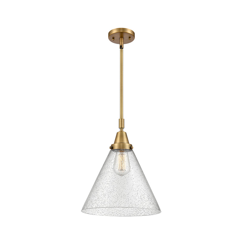 Cone Mini Pendant shown in the Brushed Brass finish with a Seedy shade