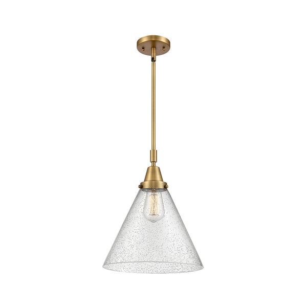 Cone Mini Pendant shown in the Brushed Brass finish with a Seedy shade