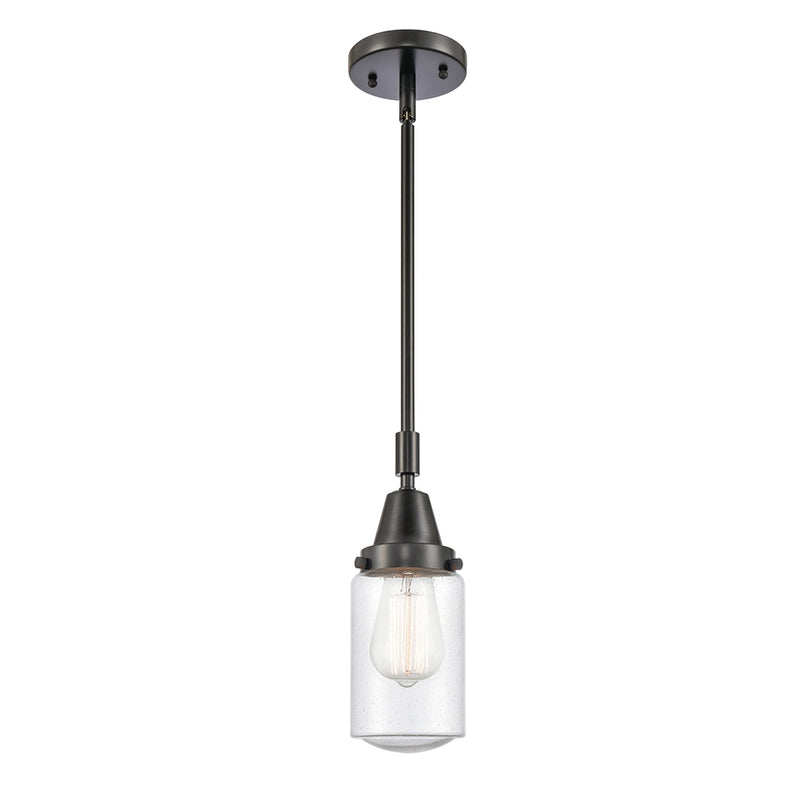 Dover Mini Pendant shown in the Matte Black finish with a Seedy shade