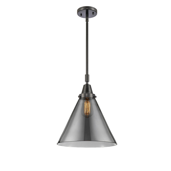 Cone Mini Pendant shown in the Matte Black finish with a Plated Smoke shade