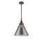 Cone Mini Pendant shown in the Matte Black finish with a Plated Smoke shade