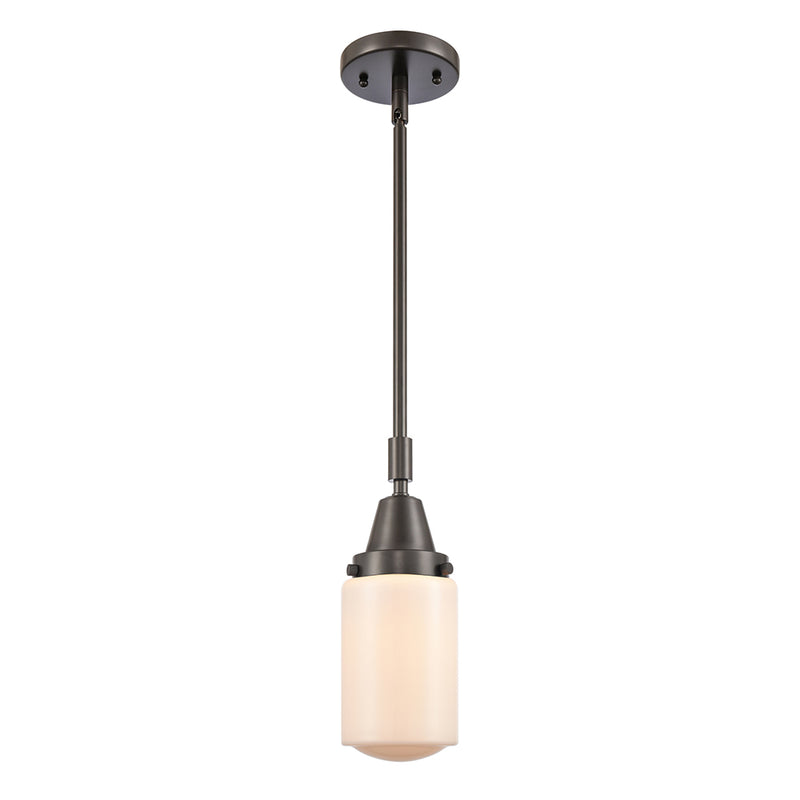 Dover Mini Pendant shown in the Oil Rubbed Bronze finish with a Matte White shade