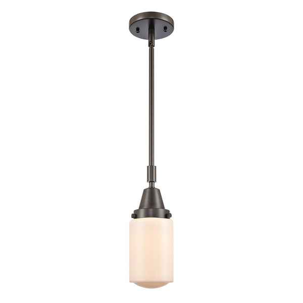 Dover Mini Pendant shown in the Oil Rubbed Bronze finish with a Matte White shade