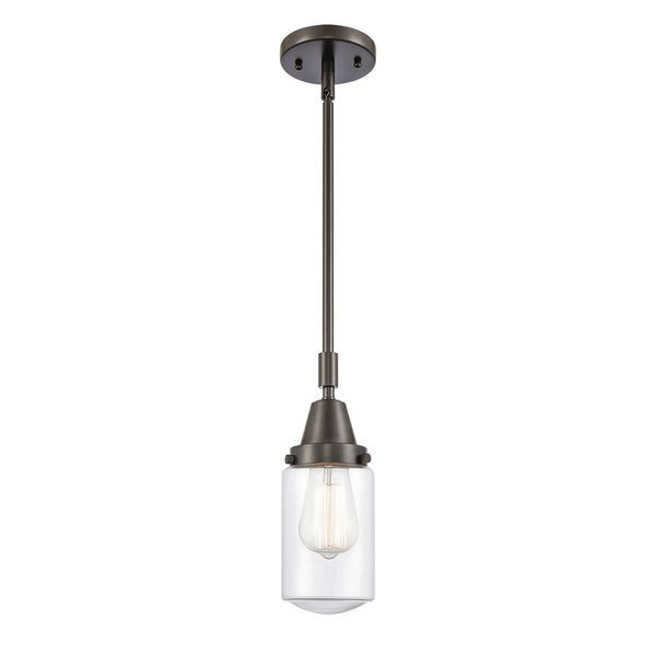 Dover Mini Pendant shown in the Oil Rubbed Bronze finish with a Clear shade