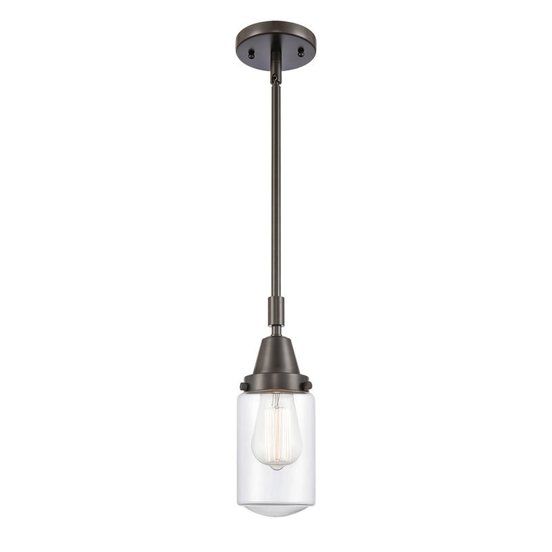 Dover Mini Pendant shown in the Oil Rubbed Bronze finish with a Clear shade