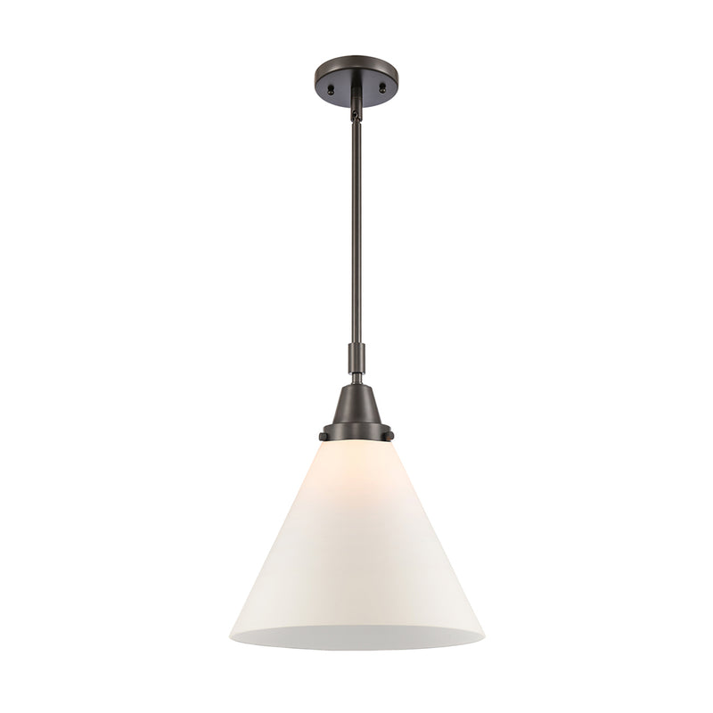 Cone Mini Pendant shown in the Oil Rubbed Bronze finish with a Matte White shade