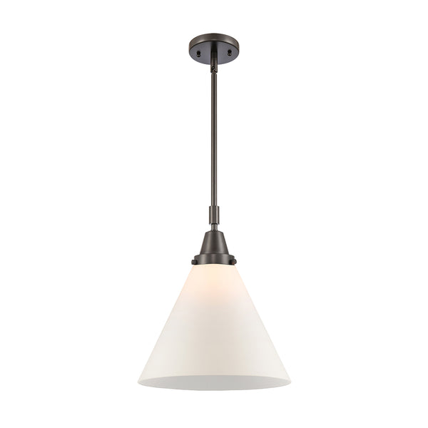 Cone Mini Pendant shown in the Oil Rubbed Bronze finish with a Matte White shade