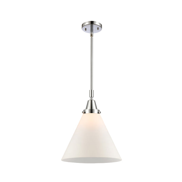 Cone Mini Pendant shown in the Polished Chrome finish with a Matte White shade