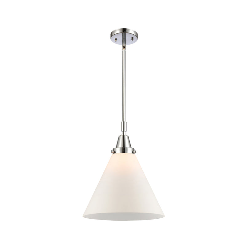 Cone Mini Pendant shown in the Polished Chrome finish with a Matte White shade