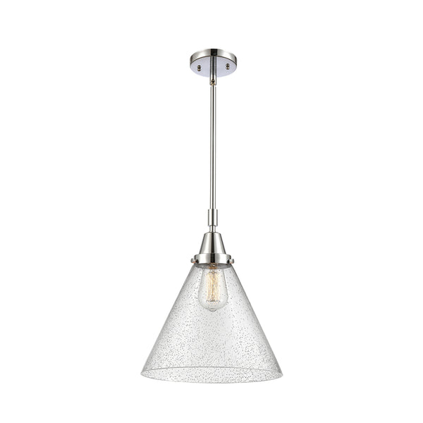 Cone Mini Pendant shown in the Polished Chrome finish with a Seedy shade