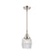 Colton Mini Pendant shown in the Polished Nickel finish with a Clear Halophane shade