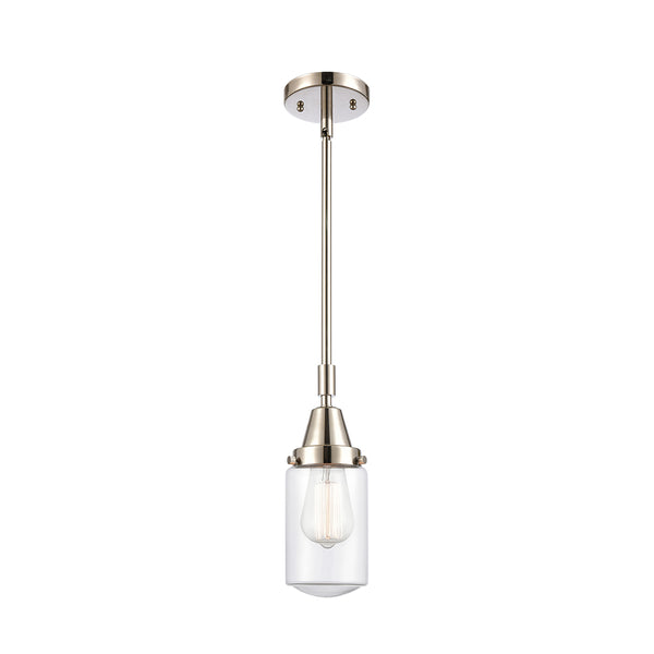 Dover Mini Pendant shown in the Polished Nickel finish with a Clear shade
