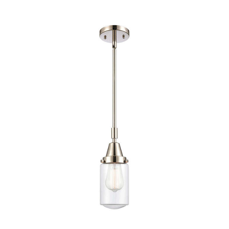 Dover Mini Pendant shown in the Polished Nickel finish with a Clear shade