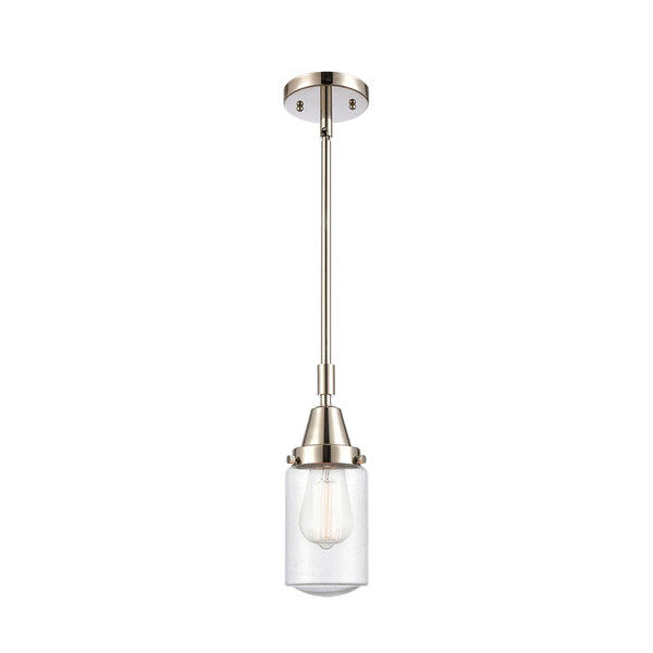 Dover Mini Pendant shown in the Polished Nickel finish with a Seedy shade