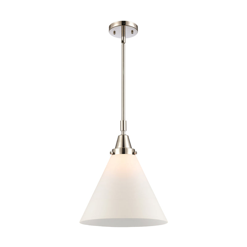 Cone Mini Pendant shown in the Polished Nickel finish with a Matte White shade