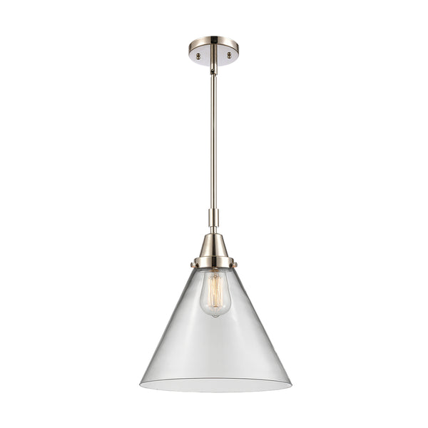 Cone Mini Pendant shown in the Polished Nickel finish with a Clear shade