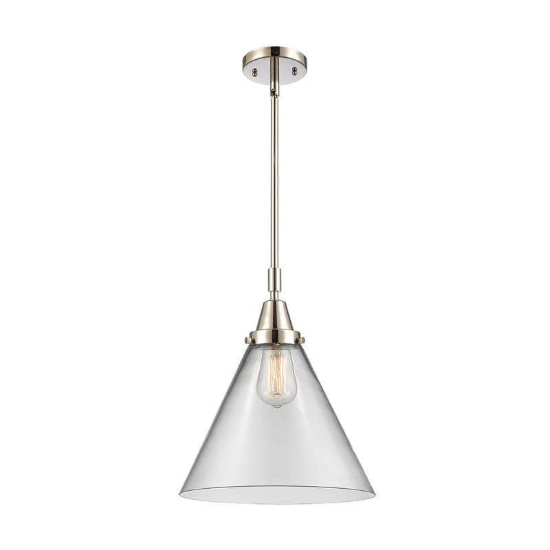 Cone Mini Pendant shown in the Polished Nickel finish with a Clear shade
