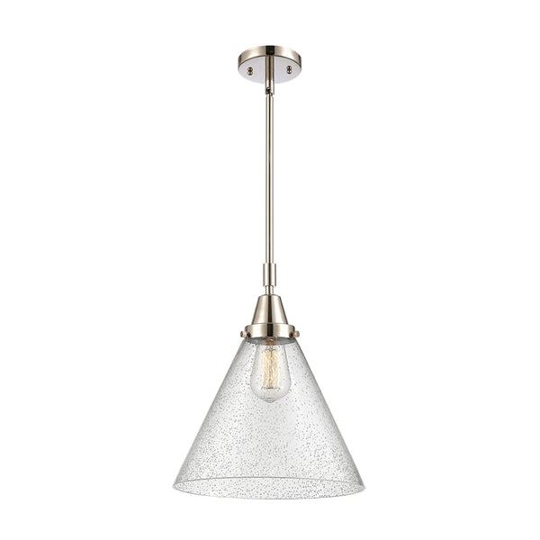 Cone Mini Pendant shown in the Polished Nickel finish with a Seedy shade