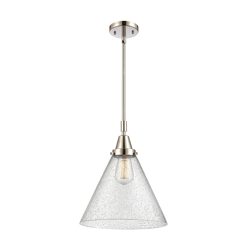 Cone Mini Pendant shown in the Polished Nickel finish with a Seedy shade