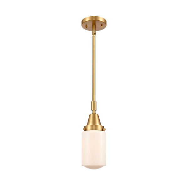 Dover Mini Pendant shown in the Satin Gold finish with a Matte White shade