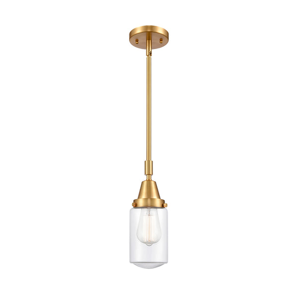 Dover Mini Pendant shown in the Satin Gold finish with a Clear shade