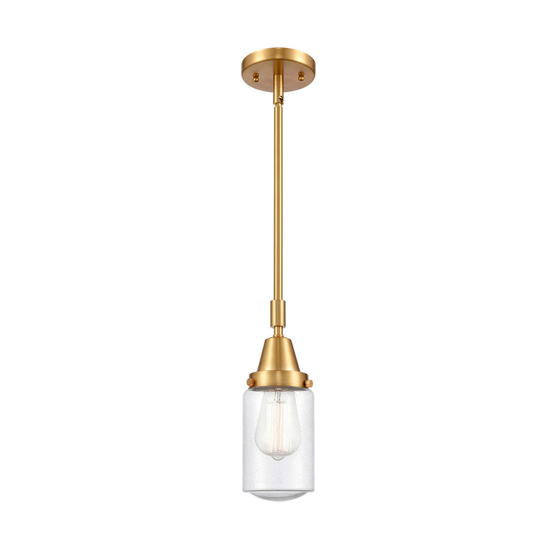 Dover Mini Pendant shown in the Satin Gold finish with a Seedy shade