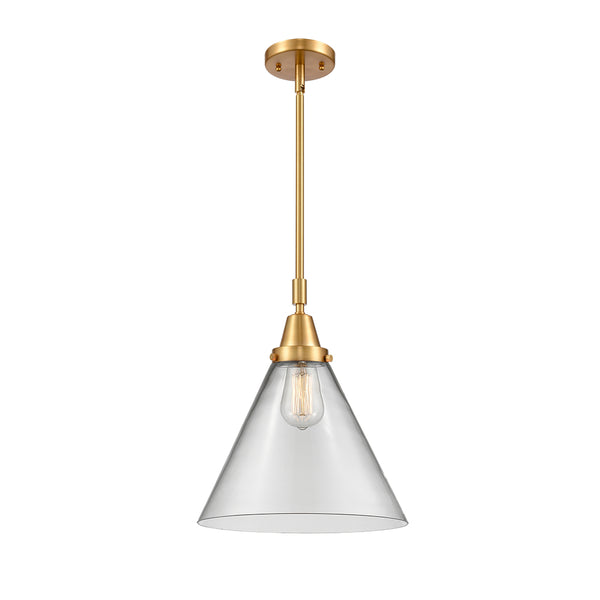 Cone Mini Pendant shown in the Satin Gold finish with a Clear shade