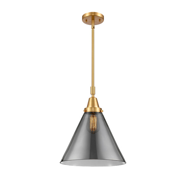 Cone Mini Pendant shown in the Satin Gold finish with a Plated Smoke shade