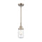 Dover Mini Pendant shown in the Brushed Satin Nickel finish with a Clear shade