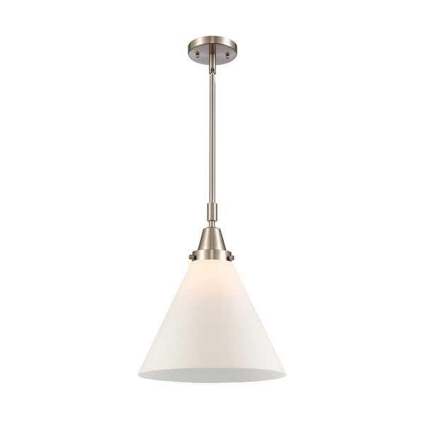 Cone Mini Pendant shown in the Brushed Satin Nickel finish with a Matte White shade