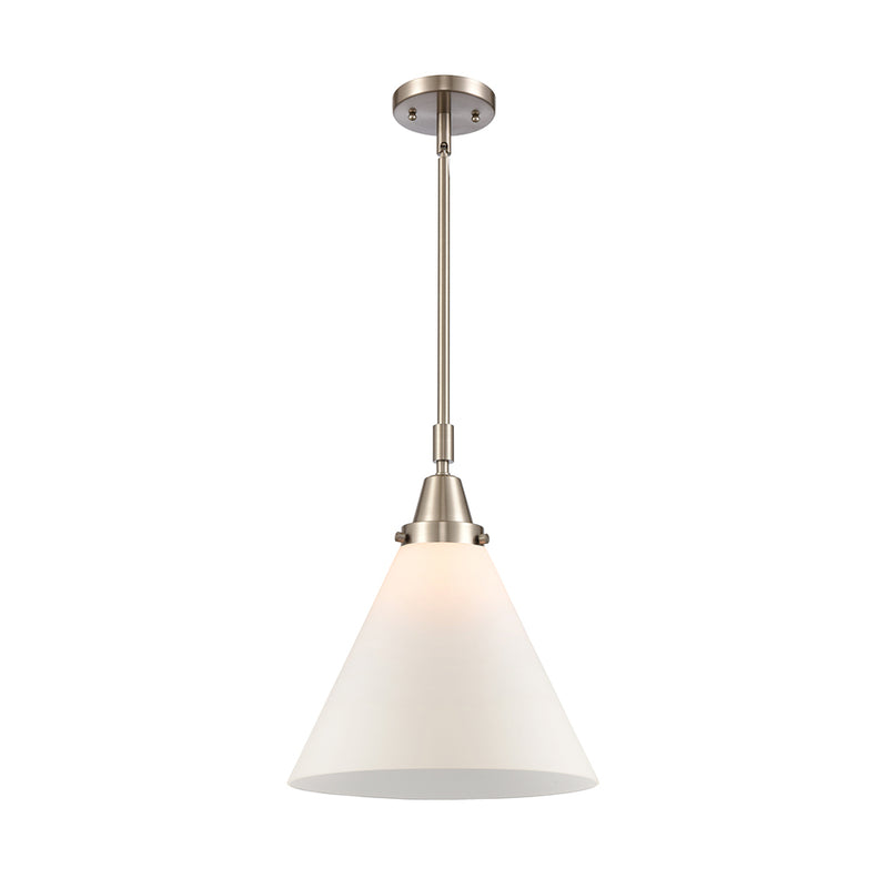 Cone Mini Pendant shown in the Brushed Satin Nickel finish with a Matte White shade