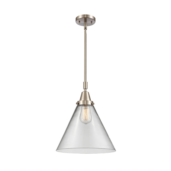 Cone Mini Pendant shown in the Brushed Satin Nickel finish with a Clear shade