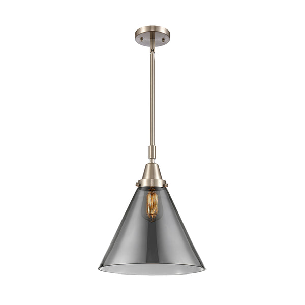 Cone Mini Pendant shown in the Brushed Satin Nickel finish with a Plated Smoke shade