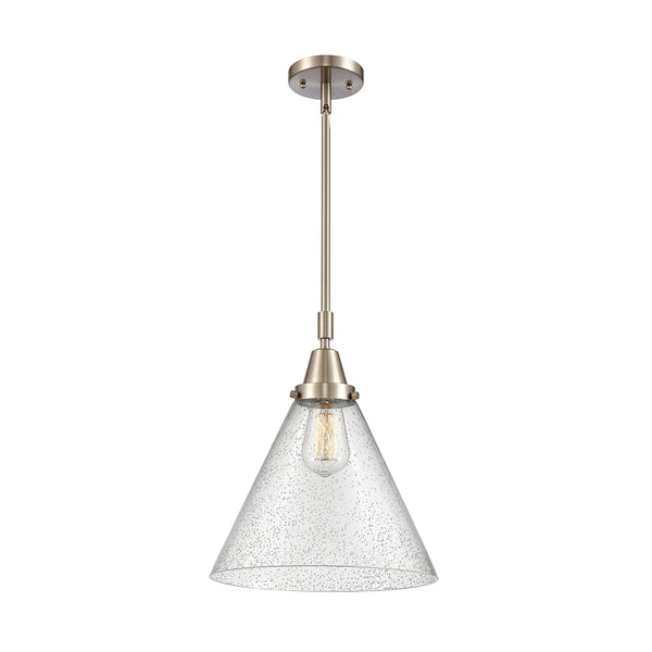 Cone Mini Pendant shown in the Brushed Satin Nickel finish with a Seedy shade
