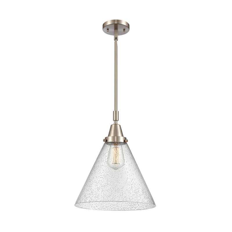 Cone Mini Pendant shown in the Brushed Satin Nickel finish with a Seedy shade